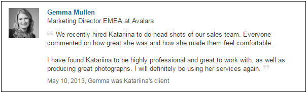 Light Trick Photography headshot testimonial